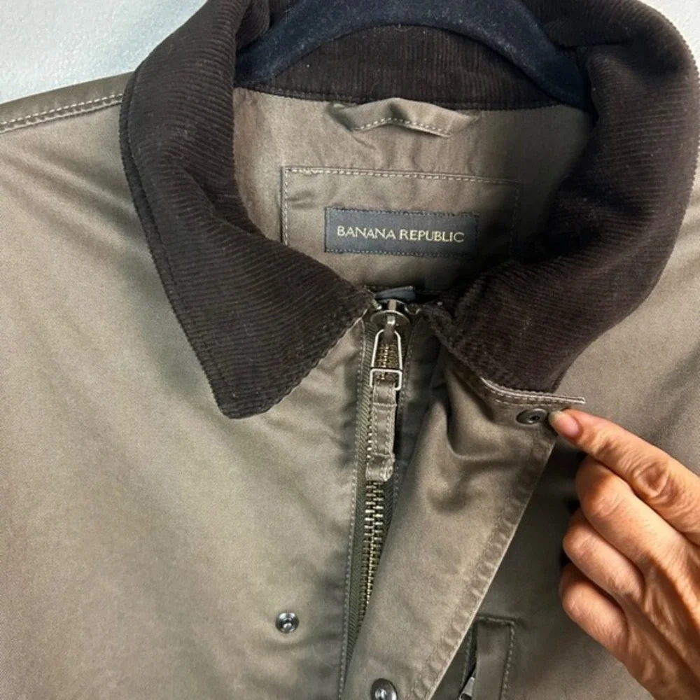 Banana‎ Republic Field Jacket Men's Small Canvas Olive Green Corduroy Barn Chore